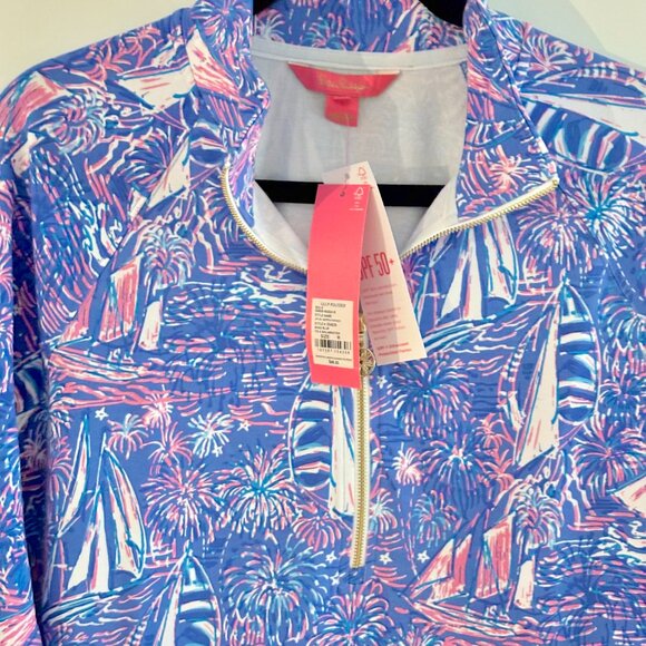 Lilly Pulitzer Skipper Popover Sailabration UPF 50 Luxletic Sz M 1/4 Zip Top NWT - Picture 4 of 7